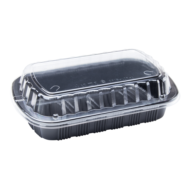 Retail Rib Container 22 oz. Half Slab Rib Container, Black Bottom and Clear Lid – Imperi