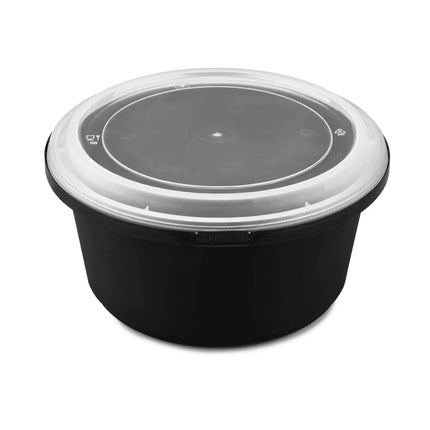 44 oz. Round Container, Tamper Resistant, Black Bottom and Clear Lid  – black clear - Image 1