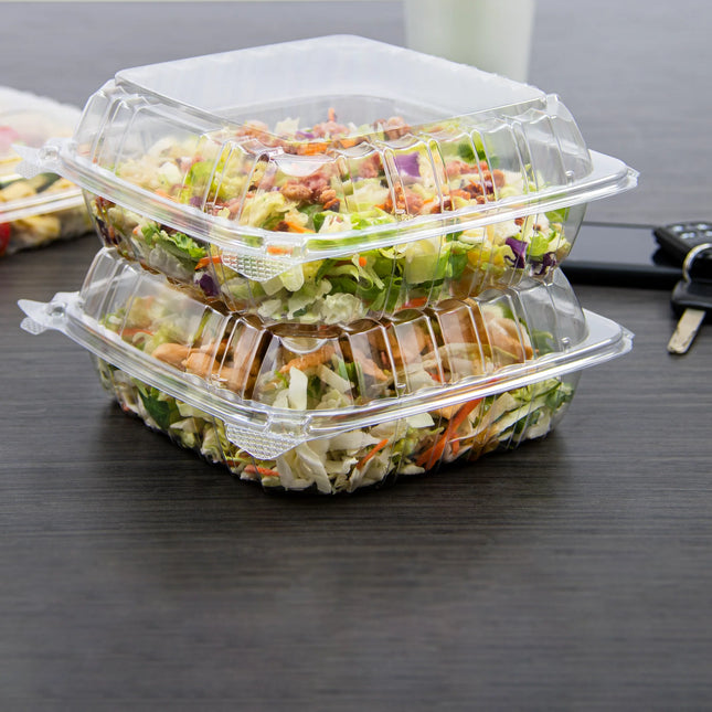 Clear 1-Compartment Hinged Container, 8 5/16"x8 5/16"x3" – clear, 3 compartment, hinged container - Image 2