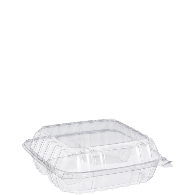 Clear 3-Compartment Hinged Container, 8 5/16"x8 5/16"x3" – clear, 3 compartment, hinged container - Image 1