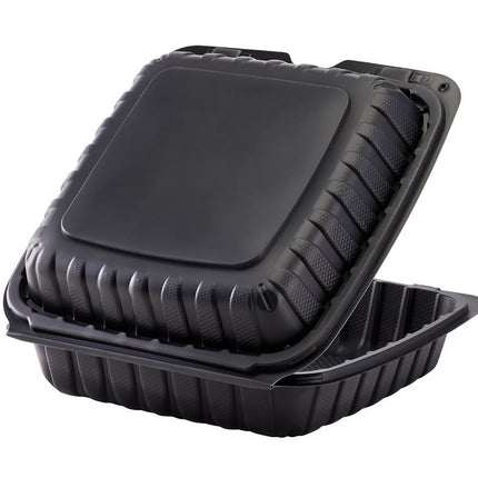 9" x 9" MFPP Hinged Container, Vented, Black – black - Image 3