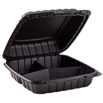 9" x 9" MFPP Hinged Container, Vented, Black – black - Image 2