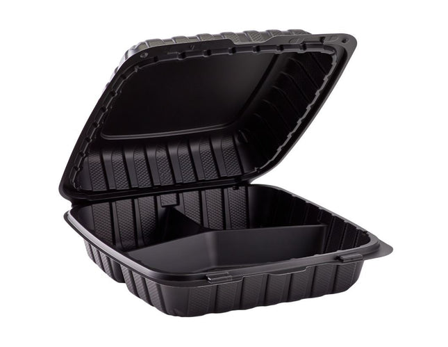 9" x 9" MFPP Hinged Container, Vented, Black – black - Image 2