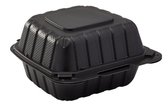 6" x 6" MFPP Hinged Container, Vented – black - Image 2