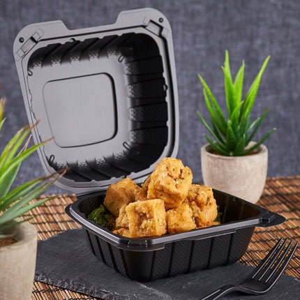 6" x 6" MFPP Hinged Container, Vented – black - Image 4