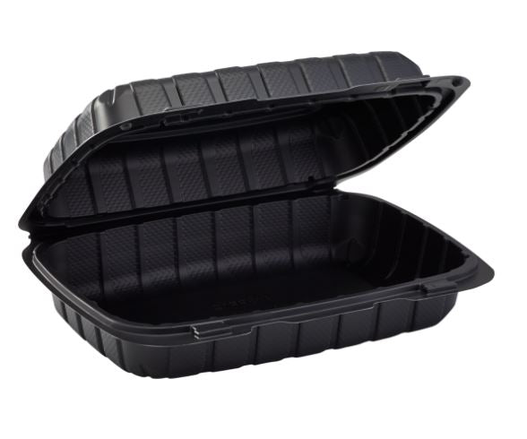 9" x 6" MFPP Hinged Container, Vented – black - Image 1