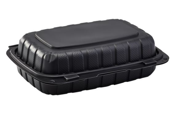 9" x 6" MFPP Hinged Container, Vented – black - Image 2