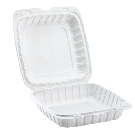 9" x 9" MFPP Hinged Container, Vented, White - Image 3