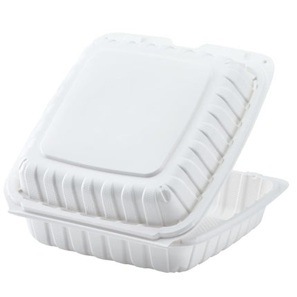 9" x 9" MFPP Hinged Container, Vented, White - Image 4