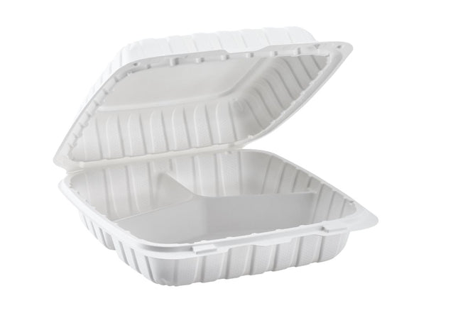 9" x 9" MFPP Hinged Container, Vented, White - Image 2
