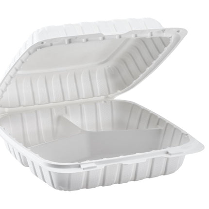 9" x 9" MFPP Hinged Container, Vented, White - Image 2