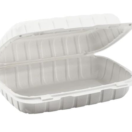 9" x 6" MFPP Hinged Container, Vented – white - Image 1