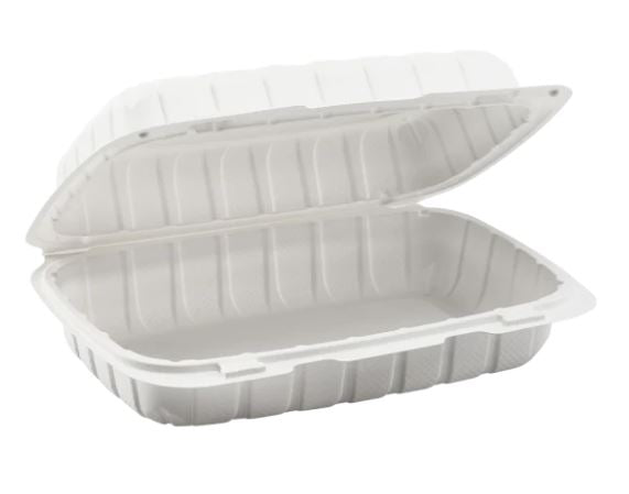 9" x 6" MFPP Hinged Container, Vented – white - Image 1