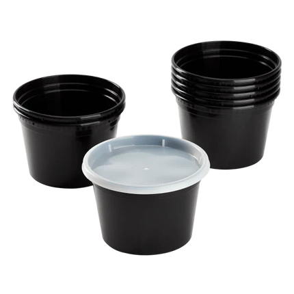 Deli Containers with Lids, Black, Injection Molded PP – clear - Image 1
