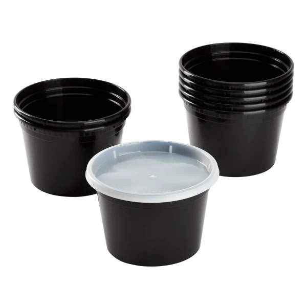 Deli Containers with Lids, Black, Injection Molded PP – clear - Image 1