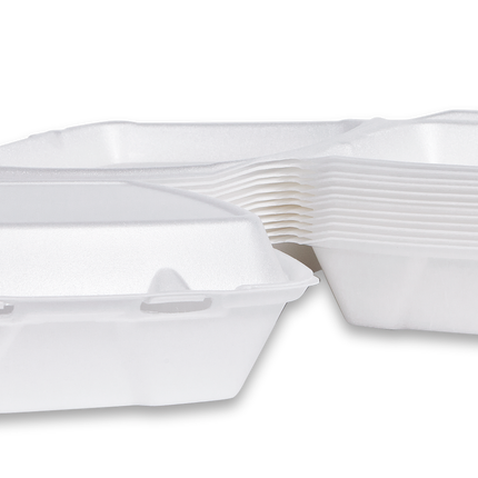 9" x 9" Foam Hinged Container, White – white - Image 2