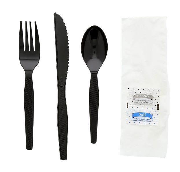 Cutlery Kit, 6 Piece, PP, Wrapped – black - Image 1