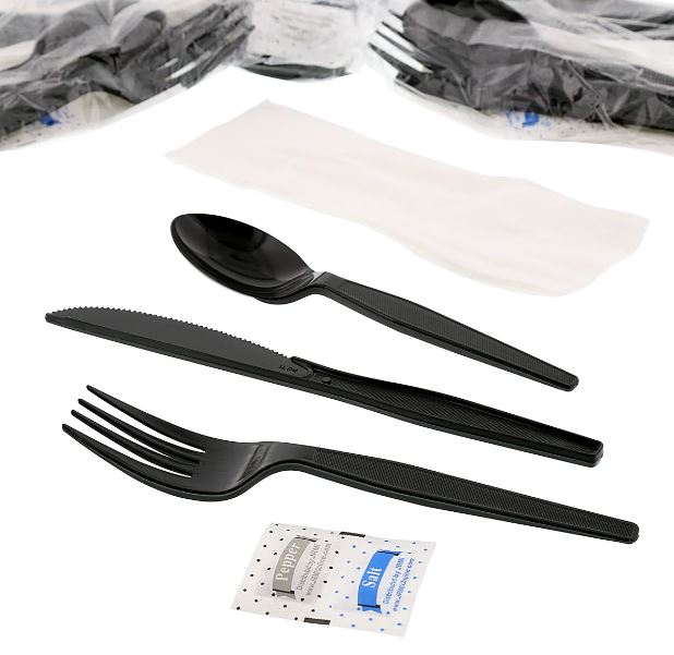 Cutlery Kit, 6 Piece, PP, Wrapped – black - Image 2