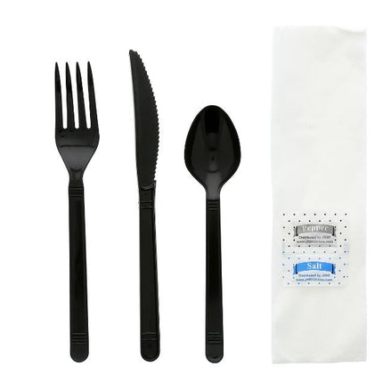 Cutlery Kit, 6 Piece, PP, Wrapped – black - Image 4