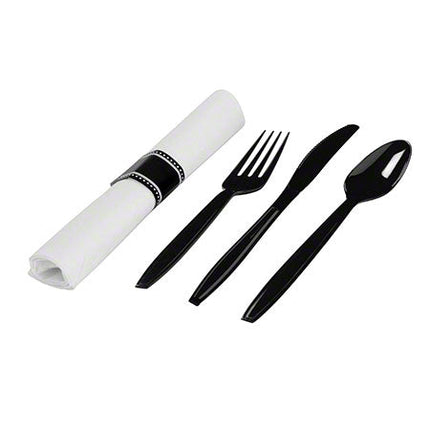 3 Piece Napkin Roll, Black, Wrapped – white - Image 2