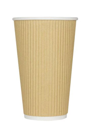 16 oz Paper Hot Cup, Ripple, Kraft – kraft brown - Image 1