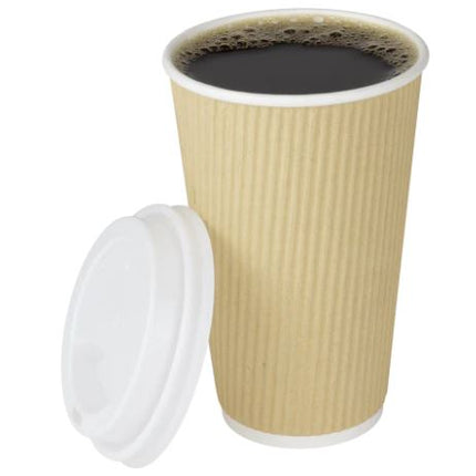 16 oz Paper Hot Cup, Ripple, Kraft – kraft brown - Image 2