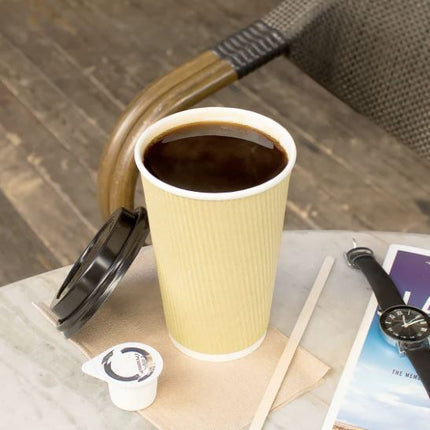 16 oz Paper Hot Cup, Ripple, Kraft – kraft brown - Image 3