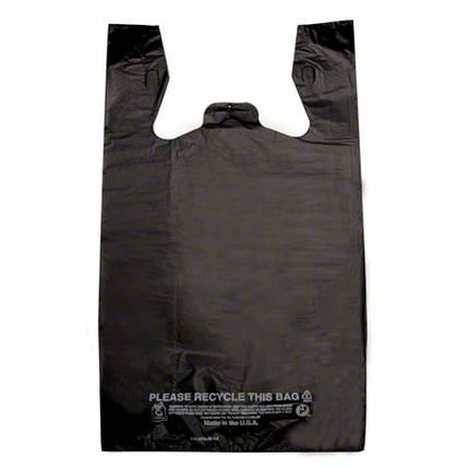 Black T-Shirt Bag, 12"x7"x22", Non-Printed – plain black design, no message - Image 1