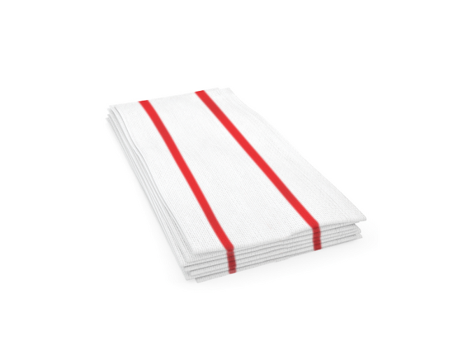 Antimicrobial Foodservice Towel 12"x24"- white with red text - Image 1