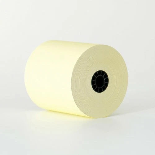 3" x 165' 1-Ply Canary Bond Paper Rolls, ID Core 7/16" (50 Rolls) - Image 1