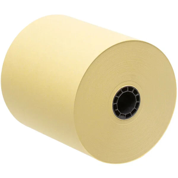 3" x 165' 1-Ply Canary Bond Paper Rolls, ID Core 7/16" (50 Rolls) - Image 2